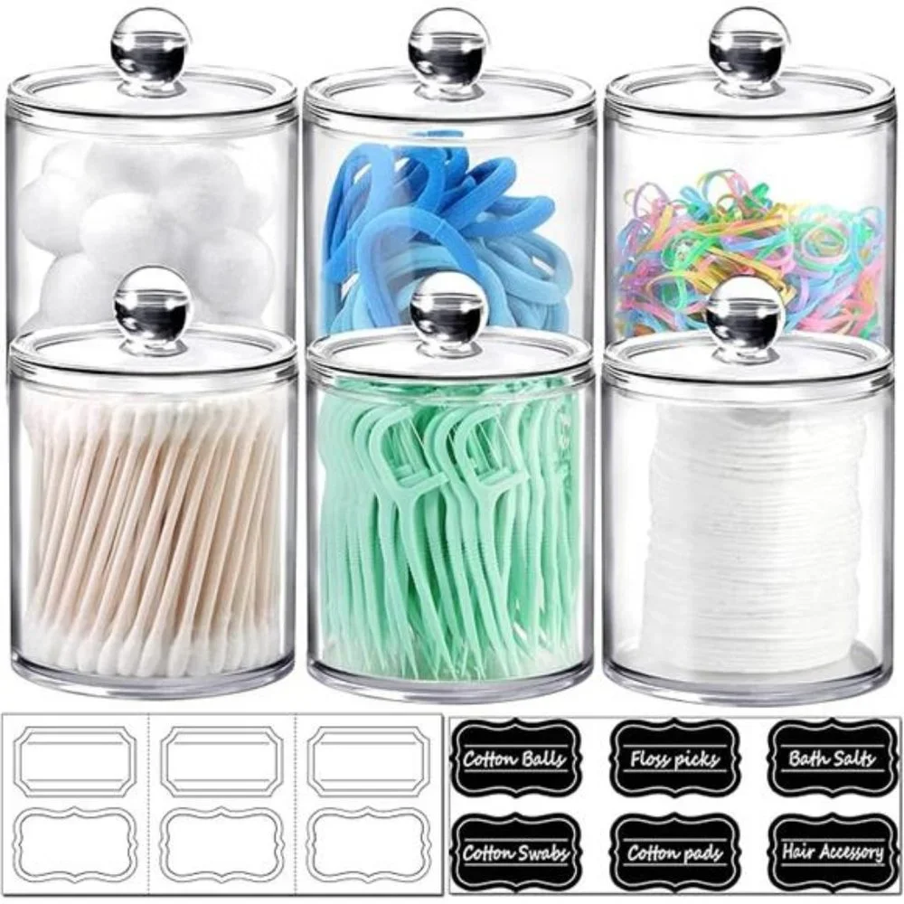 6 Pack of 12 Oz. Holder Storage Canister Clear Plastic Acrylic Jar (Clear)